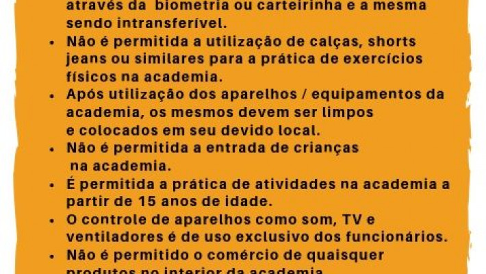 REGRAS DA ACADEMIA AABB
