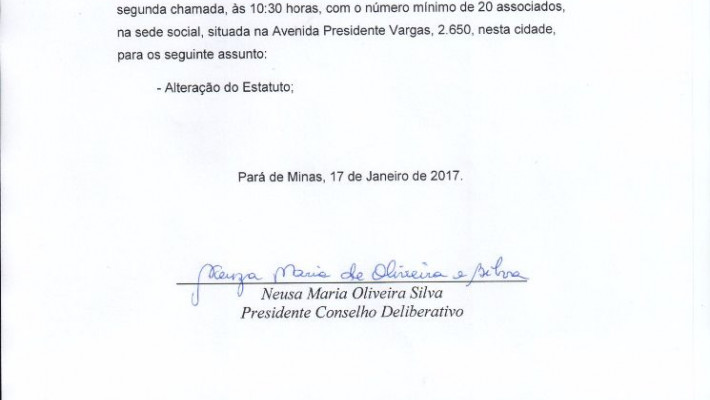 Edital de convocação